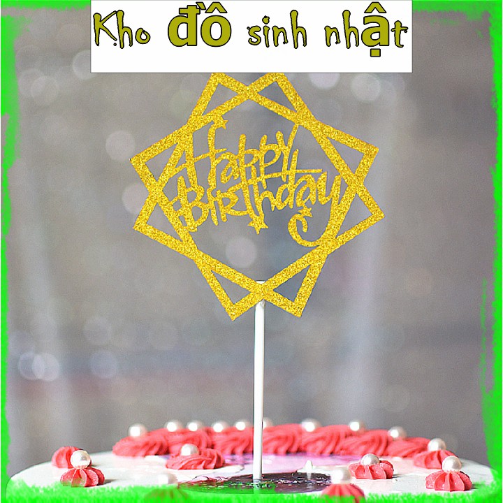 Sỉ 10 chiếc topper nhũ cắm bánh sinh nhật cao 10Cm, topper trang trí bánh, topper cake