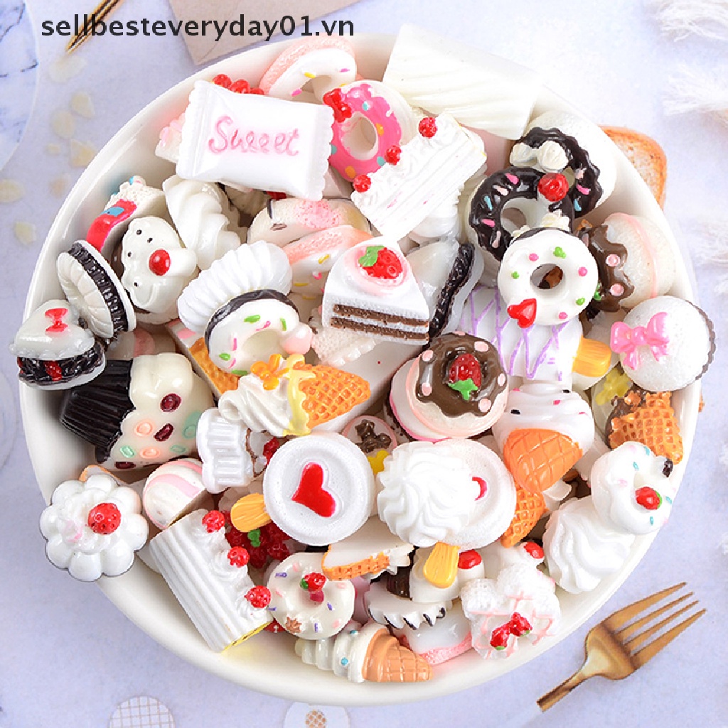 Set 10 phụ kiện trang trí đồ thủ công hình bánh kẹo dễ thương