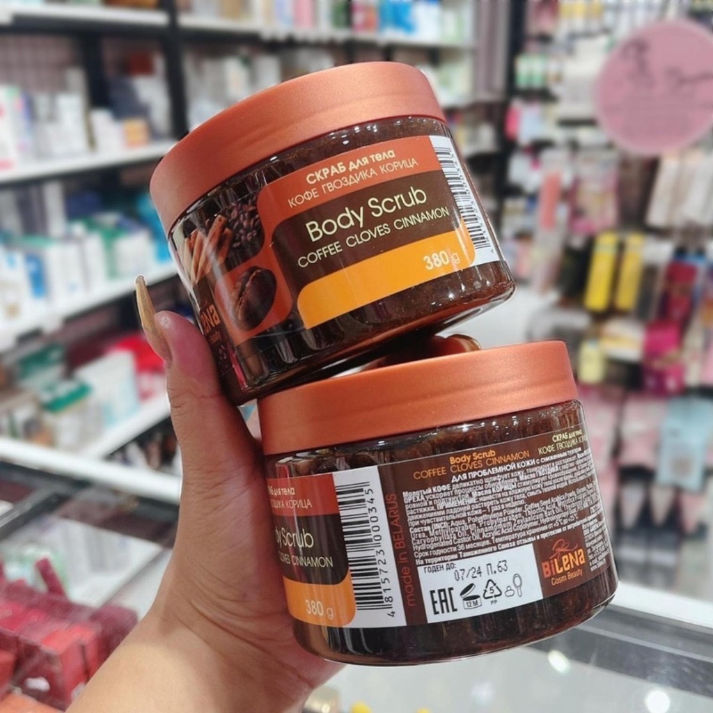 Tẩy da chết body Minhchaustore Tẩy Da Chết Quế Hồi Cà Phê Bilena Nga 380g loại bỏ da chết giúp da trắng sáng, mịn màng