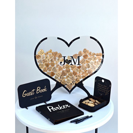 Hộp Thả Tim Cưới Đủ Size Kèm Phụ Kiện Rustic Wedding Decor | Thao Wedding Guestbook