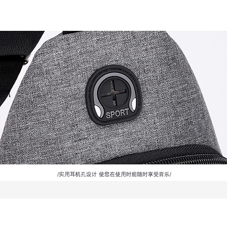 Túi đeo chéo nam vải bố chỉ kéo lề trái phối đỏ GG96 Shalla