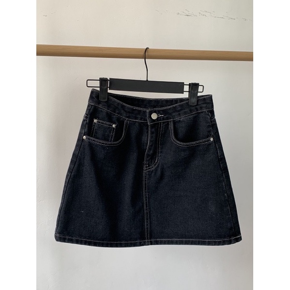 Chân váy Jean chữ A màu xanh/đen cá tính/ ONE2 SKIRT - Meadow ✨