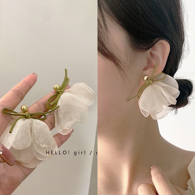 Khuyên Tai Hoa Vải Chiffon Phong Cách Mới Cho Nữ