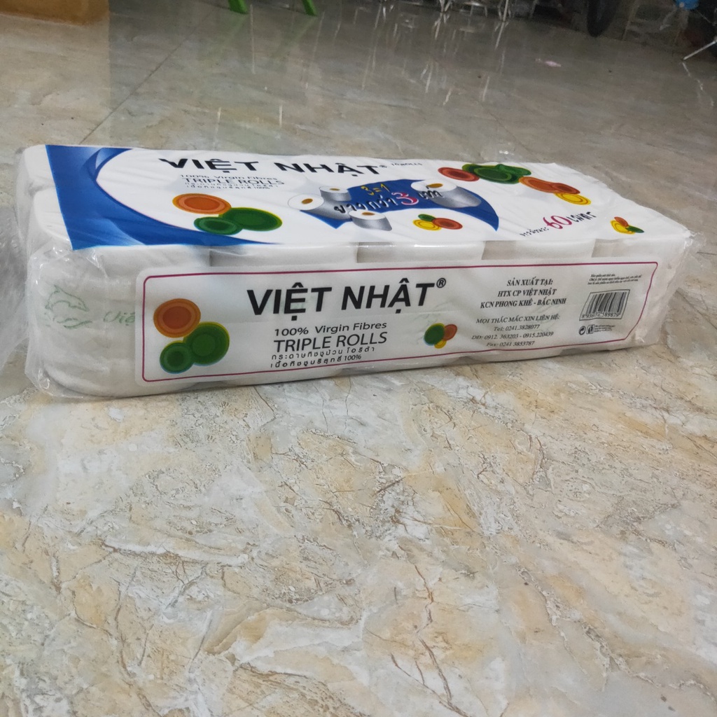 Bịch Giấy Vệ Sinh Việt Nhật 10 cuộn không lõi in cá 3 lớp