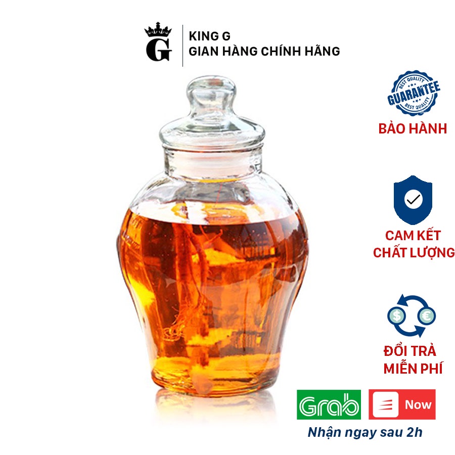 Bình Ngâm Rượu King G - Bình Thủy Tinh Cao Cấp Ngâm Rượu,Ngâm Hoa Quả Dung Tích 5L, 10L - BNR01
