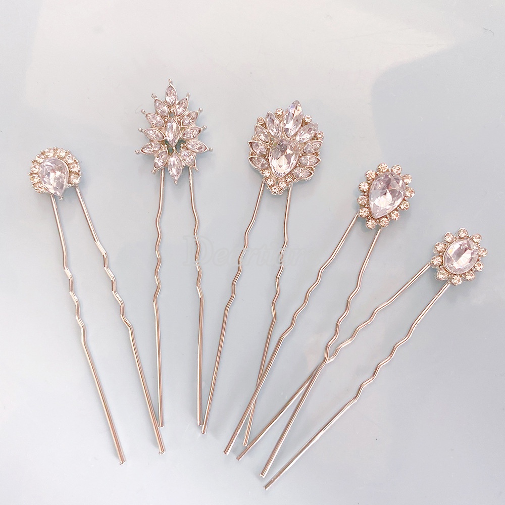 Set 5 Trâm Cài Tóc Chữ U Đính Đá Thời Trang Cho Cô Dâu