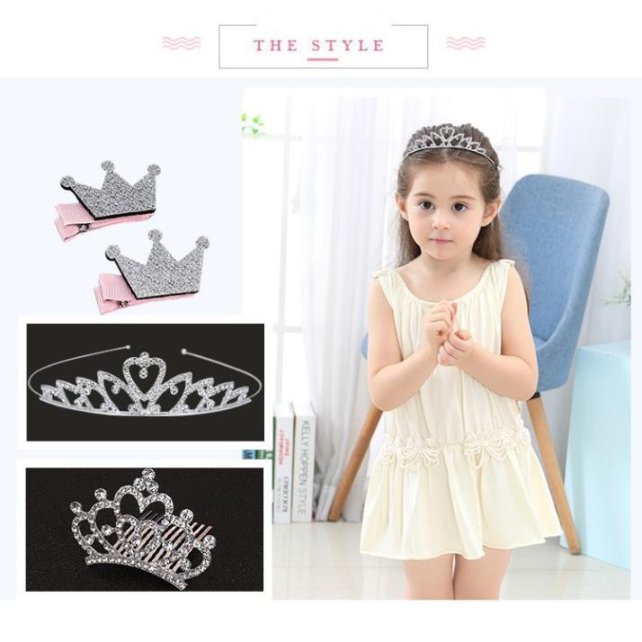 FREE SHIP Set Vương miện công chúa kết đính đá siêu xinh làm điệu cho Bé