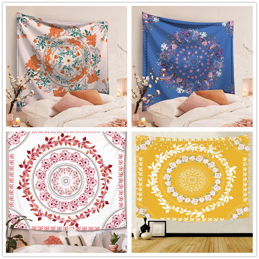 Tấm thảm Bohemian Mandala in hoa kỹ thuật số Tấm thảm treo vải Trang trí nội thất Tấm thảm treo tường