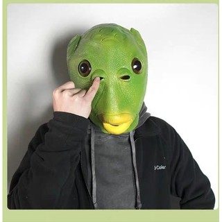 [SẴN] Mũ Trùm Đầu Hóa Trang Thiết Kế Hình Cá Màu Xanh Lá Vui Nhộn