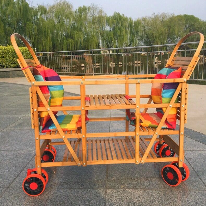 [Spot] Twin Bamboo Xe đẩy đôi hàng cũ bằng tre nhỏ ở Bắc Kinh Trọng lượng nhẹ được làm thủ công [Đăng vào ngày 29 t