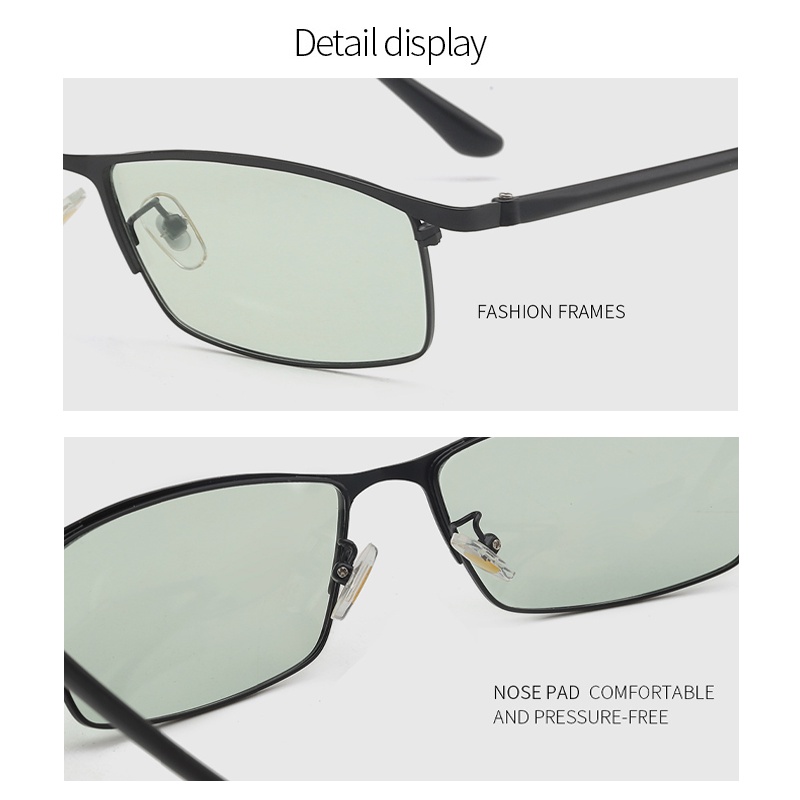 Kính Mát Phân Cực Chống Bức Xạ 3 Trong 1 Gọng Vuông Bằng Kim Loại Thoải Mái Phong Cách Hàn Quốc Cho Nam Và Nữ