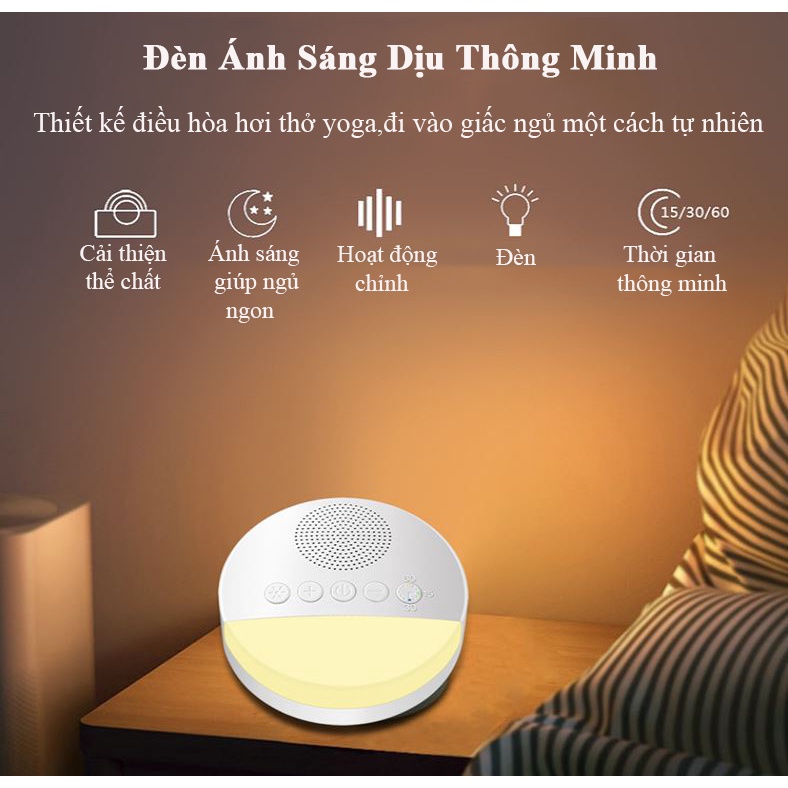 Máy nghe tiếng ồn trắng máy white noise tạo tiếng ru giúp bé ngủ ngon, sâu giấc,20 bài hát