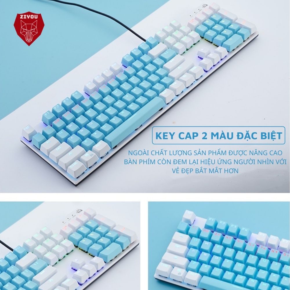 Bàn Phím CƠ Cao Cấp Ziyou K1 LED 20 Chế Độ Cực Đẹp, Trục Cơ RED SWITCH Gõ Siêu Êm, Phím Full Size Cho Máy Tính Laptop