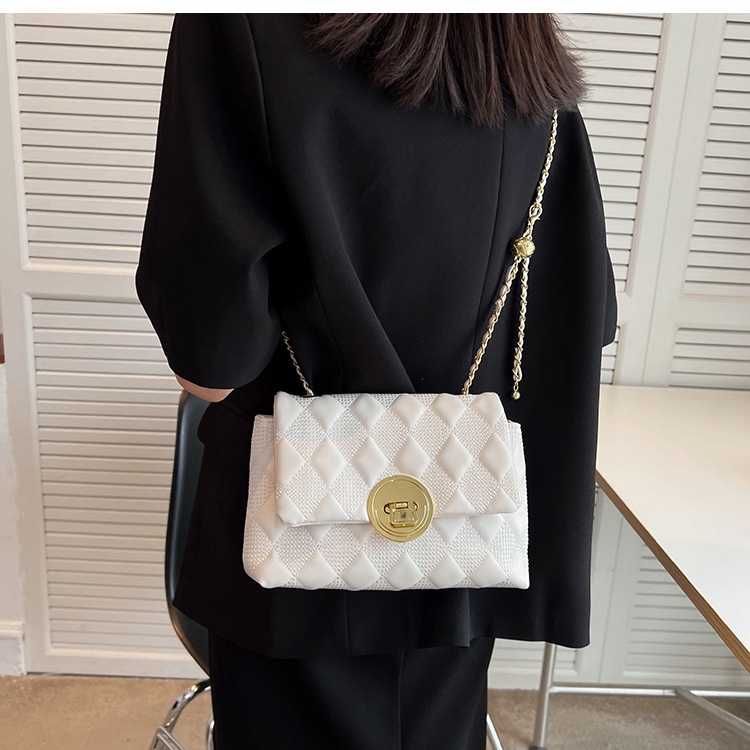 Túi Đeo Vai Hình Vuông Cỡ Nhỏ Họa Tiết Hình Thoi Phối Dây Xích Thời Trang Cho Nữ