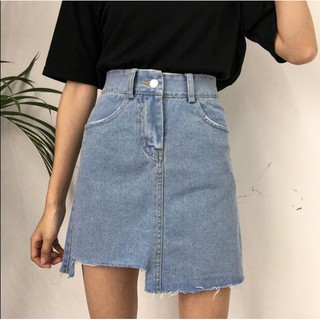 Chân váy jeans chữ a lưng cao thời trang hàn quốc