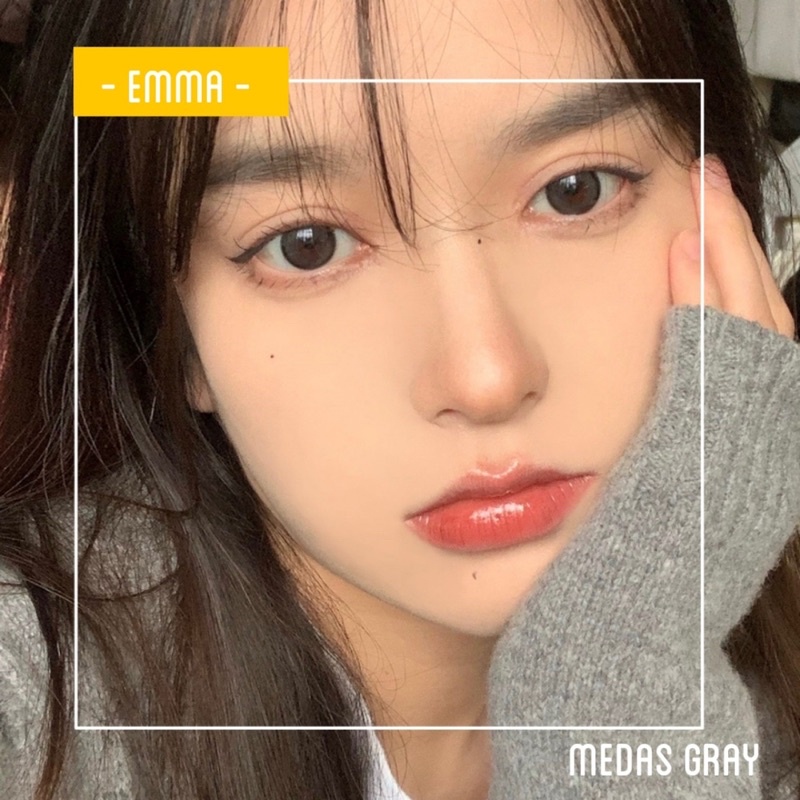 🌸 Kính Giãn Tròng Medas Gray - Kính giãn tròng màu xám đen tự nhiên / Emma Super Mini Contact Lens 🌸