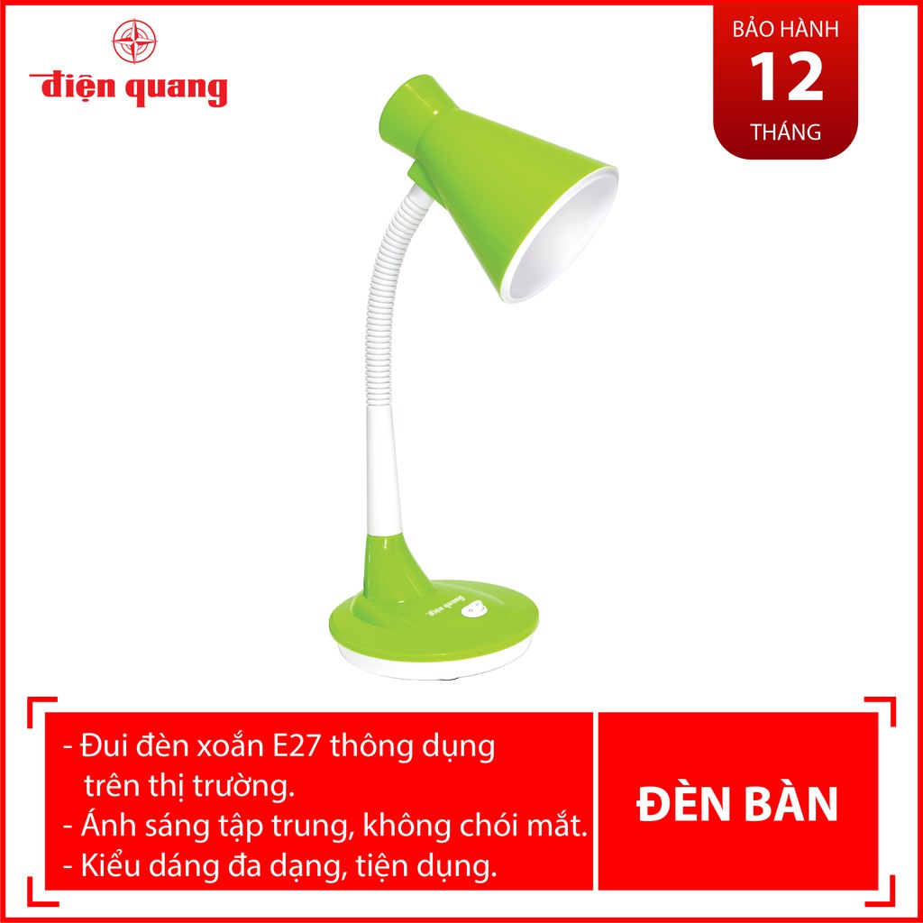 [Mã LIFEHOT1505 giảm 10% đơn 99K] Đèn bàn Điện Quang ĐQ DKL08 L (kiểu chóa nhựa, bóng led)