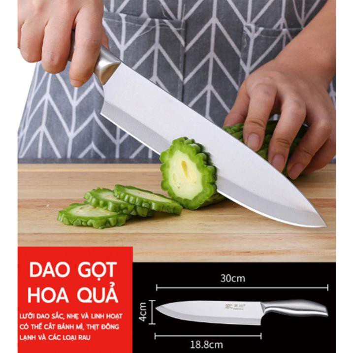 Bộ Dao Nhà Bếp Nhật Bản Cao Cấp Inox 6 Món - Bộ Dao Nhật Tặng Khay Đựng