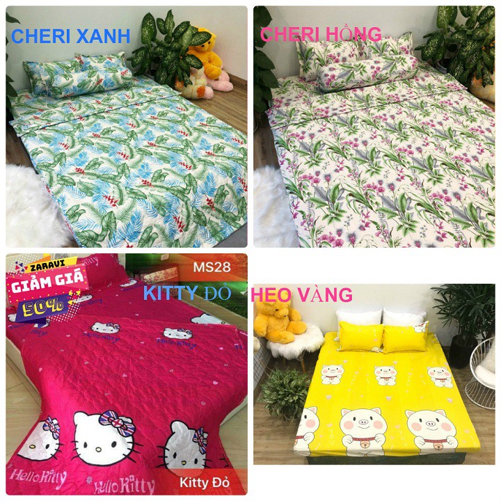 (Siêu giảm giá) SET COMBO 1 GA GIƯỜNG +2 VỎ GỐI NẰM POLY COTTON (IB CHỌN MẪU )