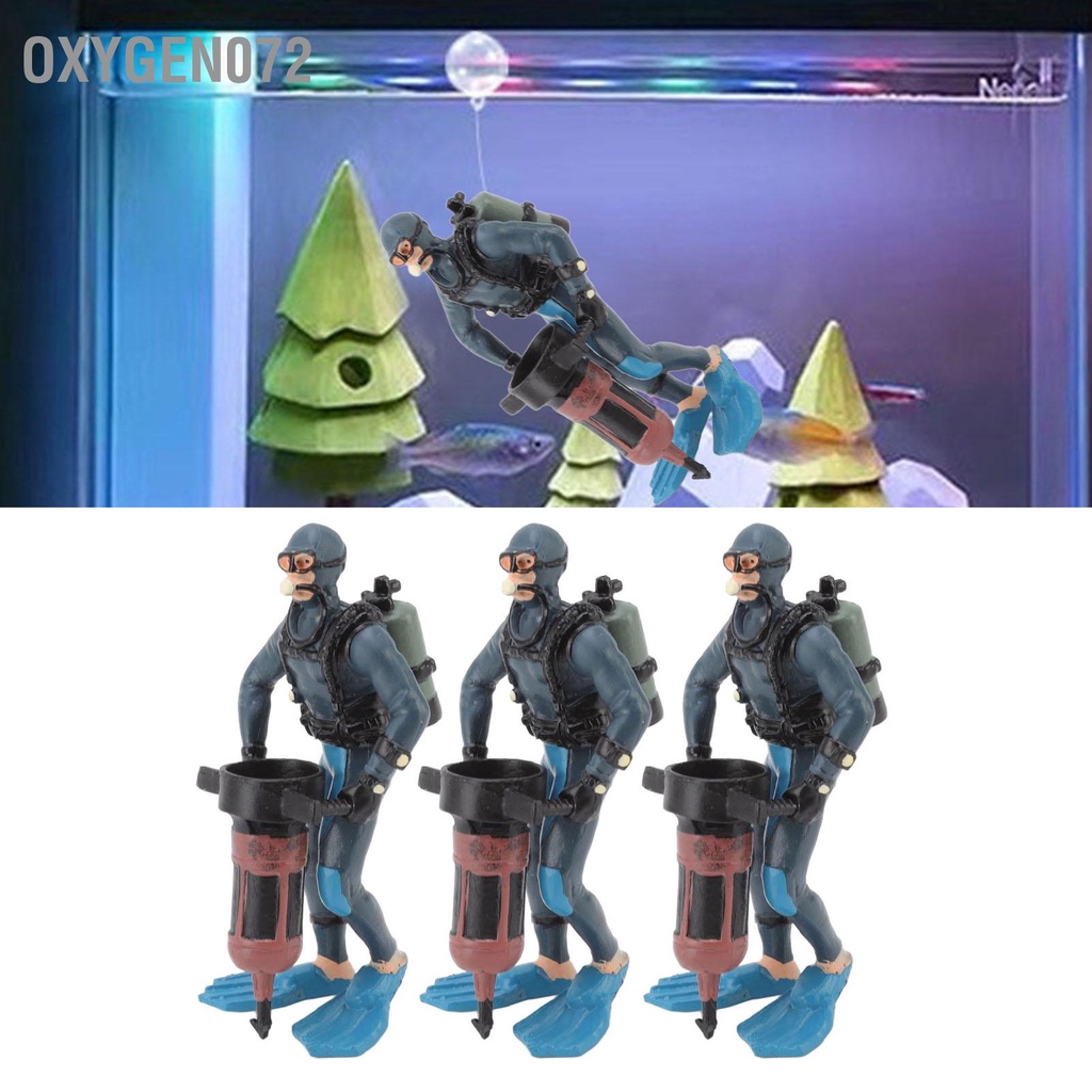 Oxygen072 Thợ lặn Trang trí Hồ cá Nổi Dễ thương Cảnh quan Nhựa Làm Đồ trang Bể Cá cho Nước ngọt mặn 3 cái