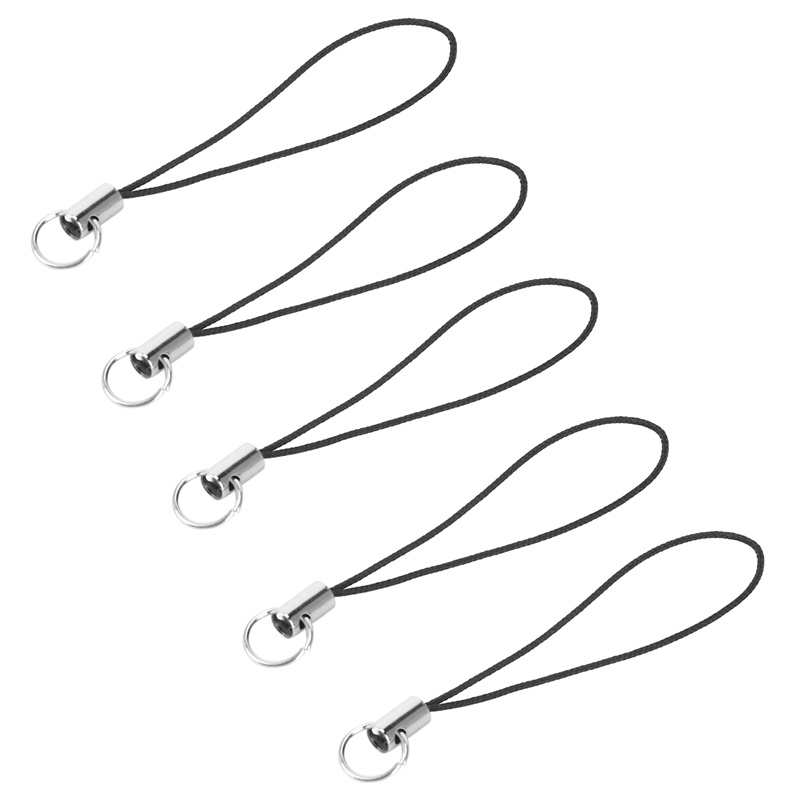 In Stock 10 Piece Cell Phone Strap with Black/Sier Tone Split Ring SSVN