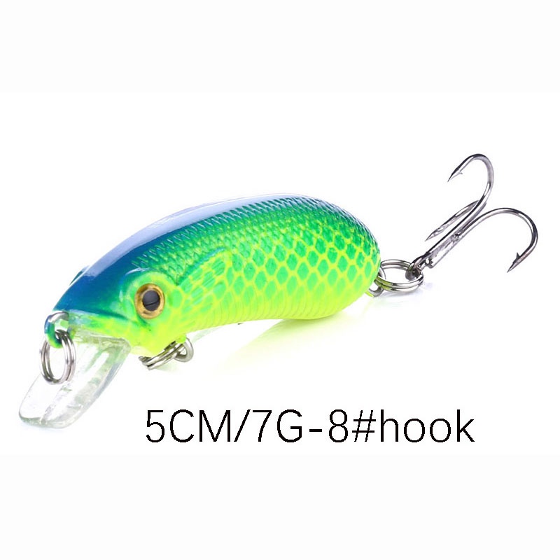 Mồi Câu Cá Cứng 10 Màu 5cm/7g Kèm 8 Mồi Câu# Mồi Câu Cá Nhân Tạo 3D Có Gắn Móc Tiện Dụng