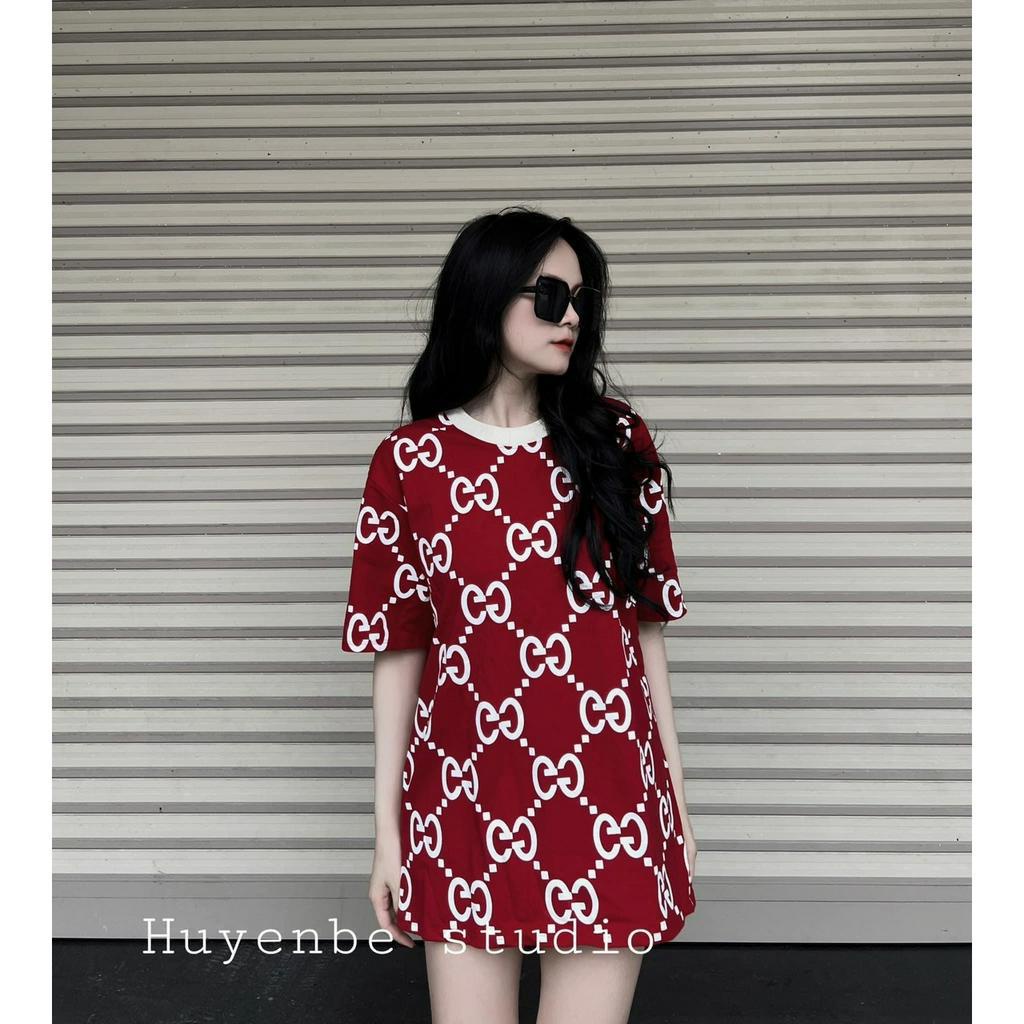 Áo thun Nam Nữ GG toàn thân, chất cotton Form rộng Unisex, sẵn hàng đủ size từ 38-65kg