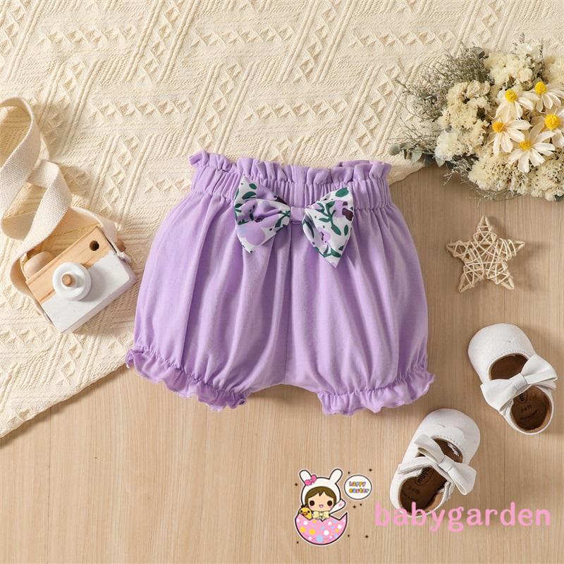 Set Áo Cổ Tròn Tay Cánh Tiên + Quần Short In Họa Tiết Hoa Thời Trang Cho Bé Gái 0-3 Tuổi