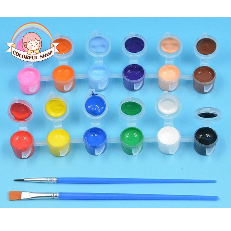 Bộ 6/12 hộp màu vẽ acrylic cho tay/ vải/ tường nhà tiện dụng chất lượng cao