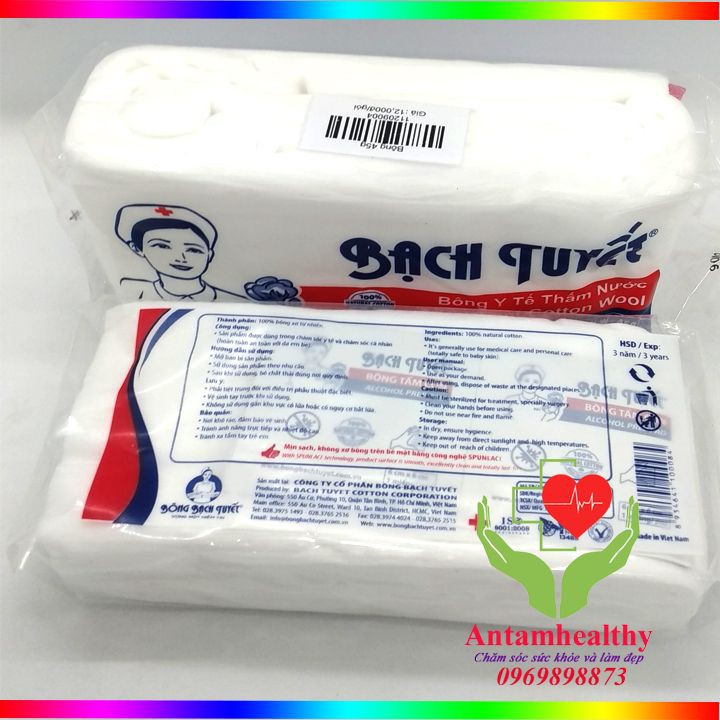 Bông y tế Bạch Tuyết túi 45g và 100g - Bông y tế an toàn