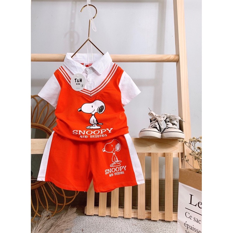 Bộ snoopy dáng cổ sơ mi cực cool cho bé trai bé gái - BSCSM