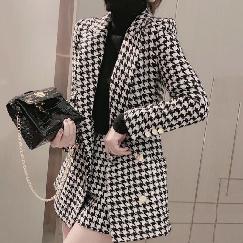 Set đồ Áo Blazer + quần sọc dạ nữ tweed phong cách hàn quốc mẫu mới đẹp mã RB02