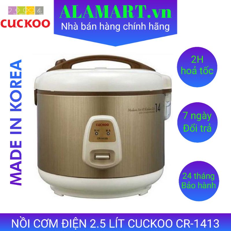 Nồi cơm điện Cuckoo 2.5L CR-1413 nhập khẩu Hàn Quốc dùng gia đình 6 - 10 người ăn nấu 1,5 kg gạo