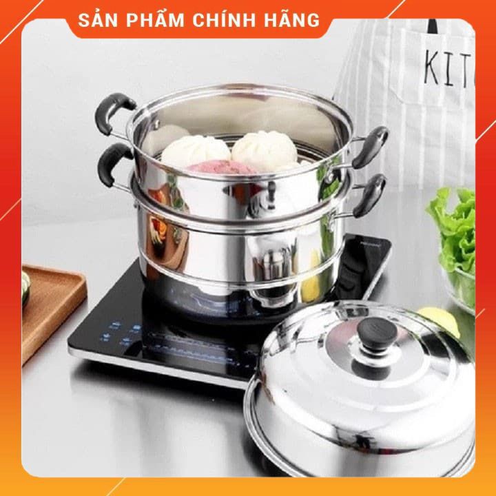 Nồi hấp inox 3  tầng hiện đại kích thước lớn, có thể sử dụng trên mọi loại bếp . (GIA DUNG THANH THẢO)