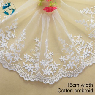 15cm Rộng cotton Thêu Ren Cạnh Ren Vải diy trims mini Đầm Ren Ruy Băng Quần Áo Phụ Kiện 1806