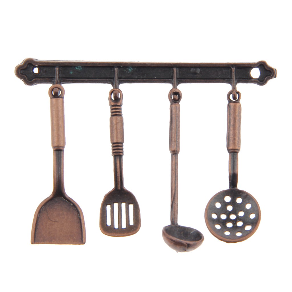 Bộ 5 Mô Hình Đồ Dùng Nhà Bếp Bằng Kim Loại Đồng Tỷ Lệ 1: 12 Độc Đáo Trang Trí Nhà Búp Bê