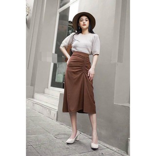 Chân váy nhúm lệch bên