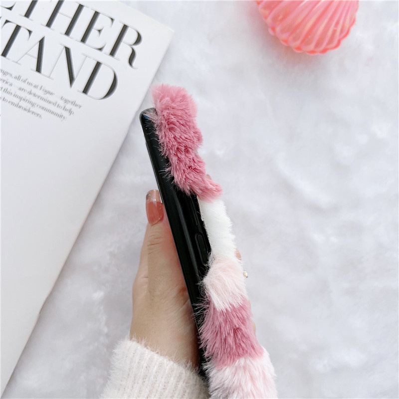 Ốp Lưng Bọc Lông Mềm Đính Hình Tai Thỏ Cho Điện Thoại Samsung Galaxy Z FOLD 3 4 5G