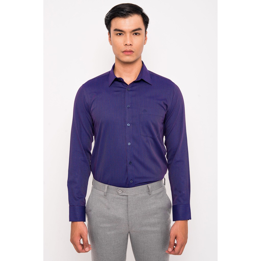 Sơ Mi mattana Tím Họa Tiết Chấm Bi SLim Fit Dài Tay MAM15190371709043