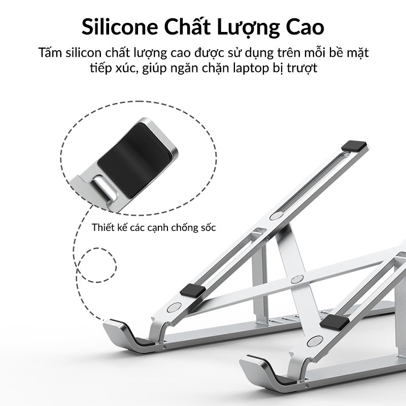 Giá Đỡ Laptop Stand WiWU S400 Bằng Nhôm, Có Thể Gấp Gọn, 6 Mức Độ Điều Chỉnh Độ Cao, Hỗ Trợ Tản Nhiệt Cho Macbook, iPad