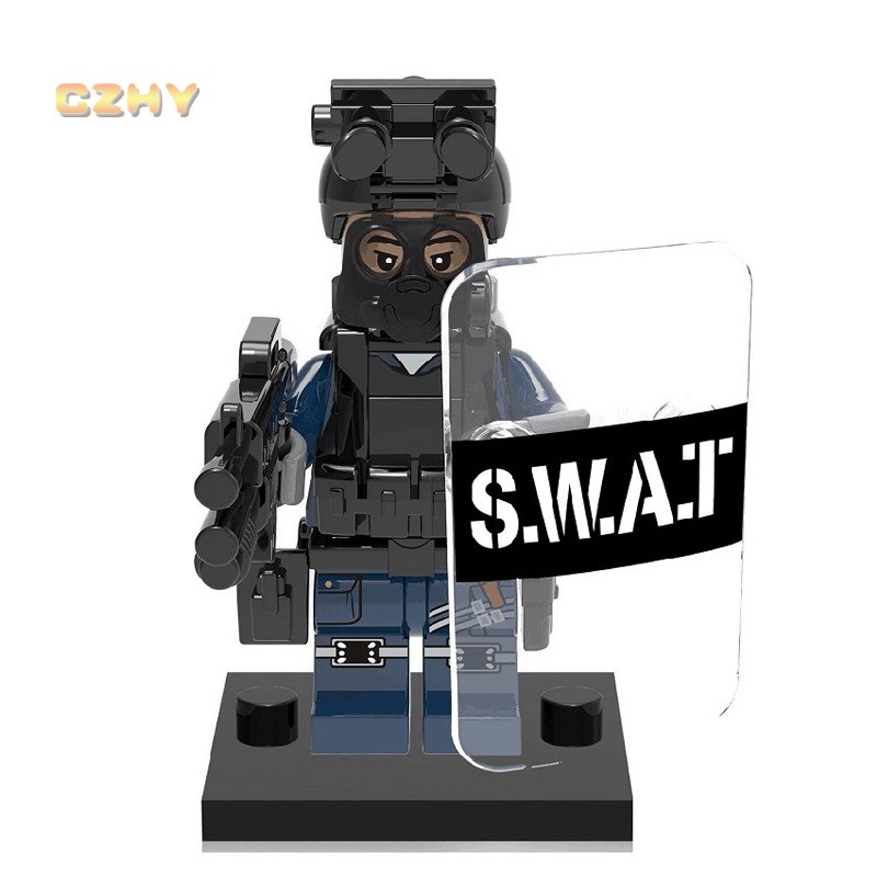Bộ lắp ráp nhân vật LEGO họa tiết chiến sĩ cơ động SWAT KY017