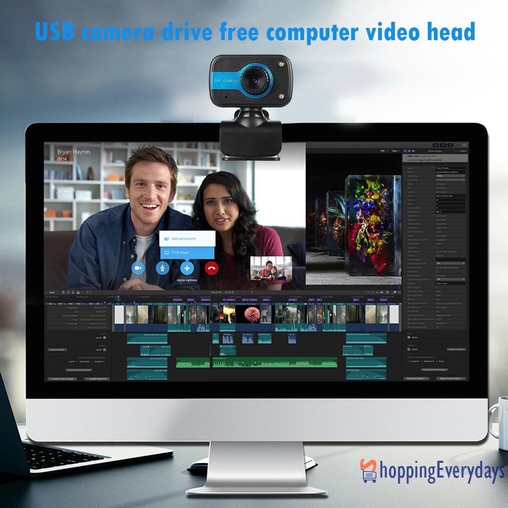 Webcam Usb Hd Tích Hợp Micro 2 Đèn Led Hỗ Trợ Quay Ban Đêm | BigBuy360 - bigbuy360.vn