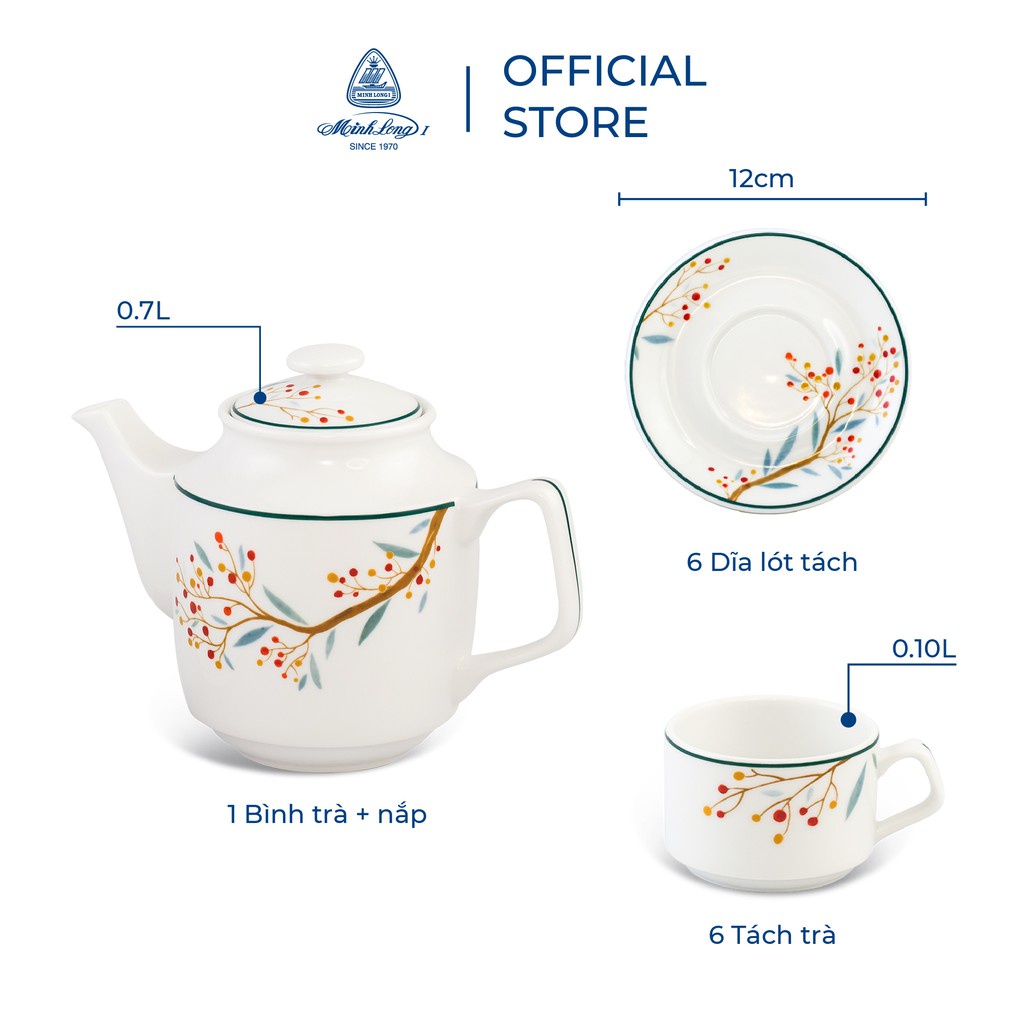 Bộ trà Minh Long 0.7 L - Jasmine - Quả đầu mùa