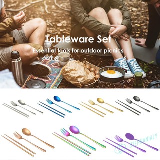 4pcs Portable Stainless Steel Tableware Set