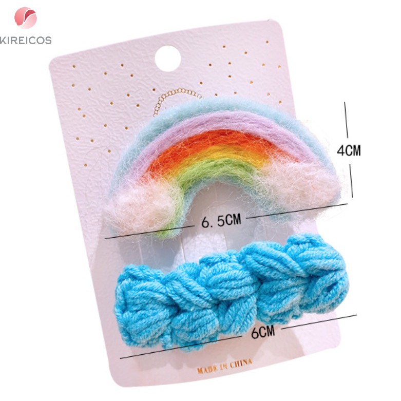 Bộ 2 kẹp Tóc Cầu Vồng Và Bính Len Cho Bé