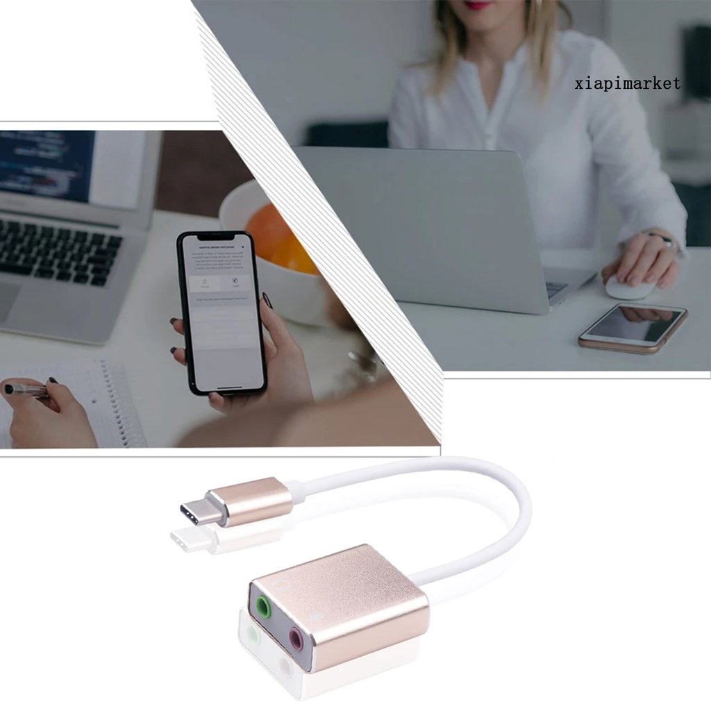 Đầu Chuyển Đổi Thẻ Âm Thanh Usb Type C Sang Aux Jack 3.5mm 7.1 Cho Máy Tính