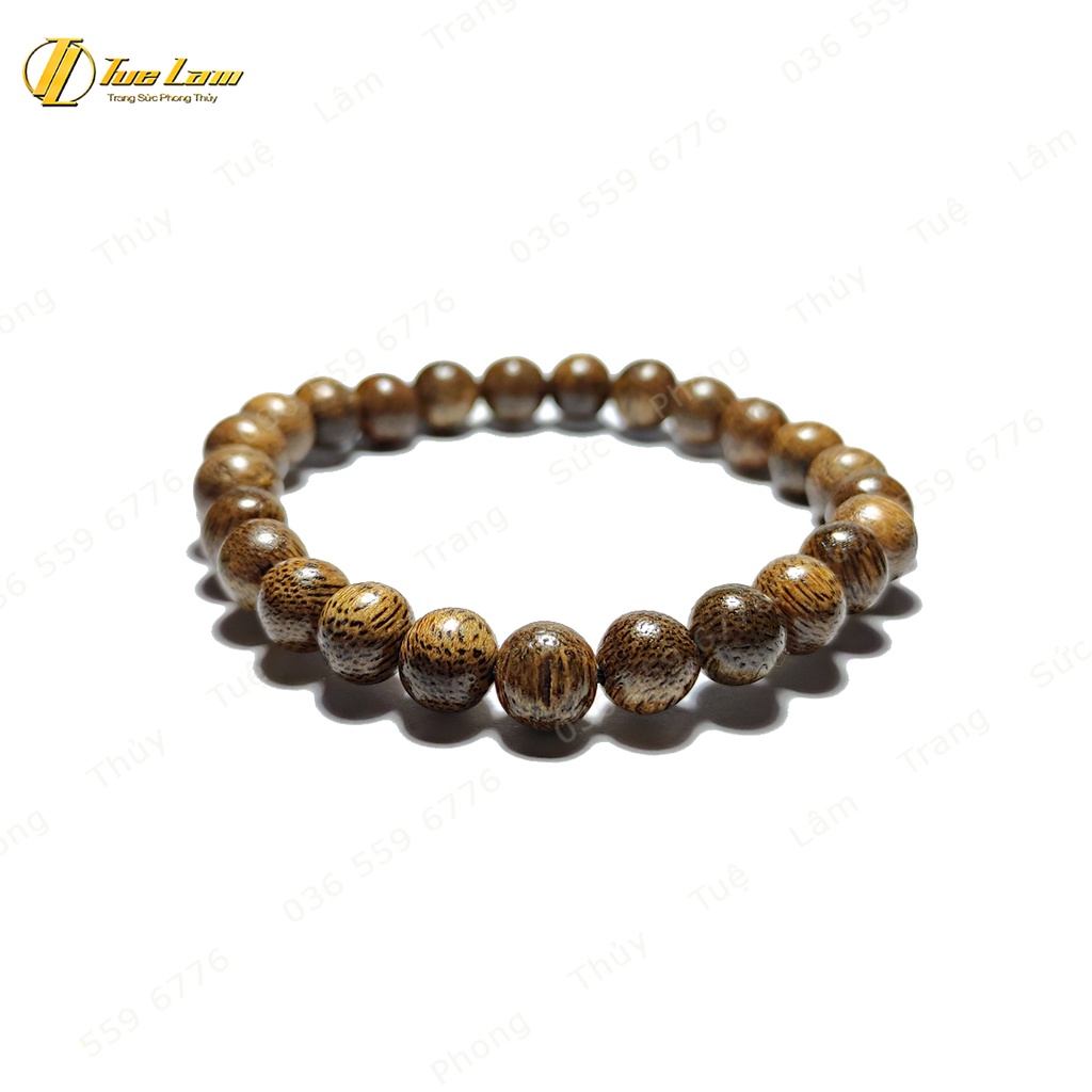 Vòng tay gỗ trầm hương tốc vườn size hạt 8 li thơm dịu nhẹ, bình an, may mắn - Tuệ Lâm