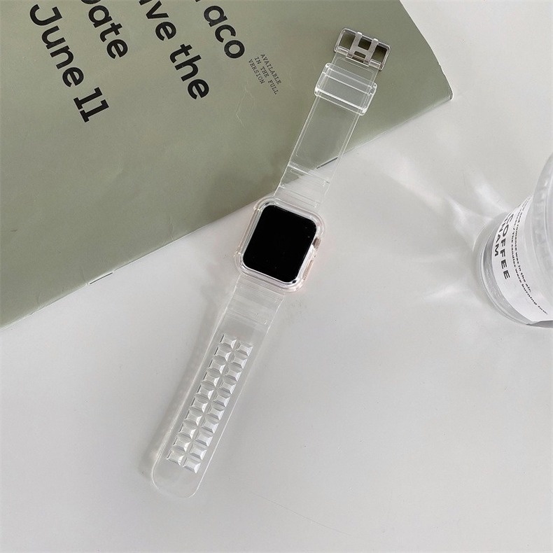 Dây đeo bằng silicone trong suốt thích hợp cho đồng hồ thông minh Apple Watch SE 6 5 4 3 iWatch 38 44 42 40 MM