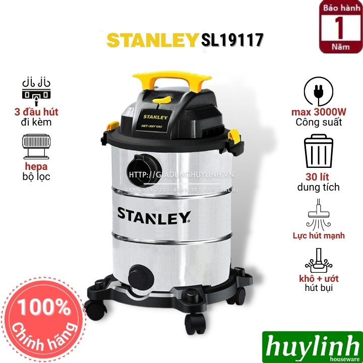 [Mã ELHAMS5 giảm 6% đơn 300K] Máy hút bụi khô và ướt Stanley SL19117 - 30 lít