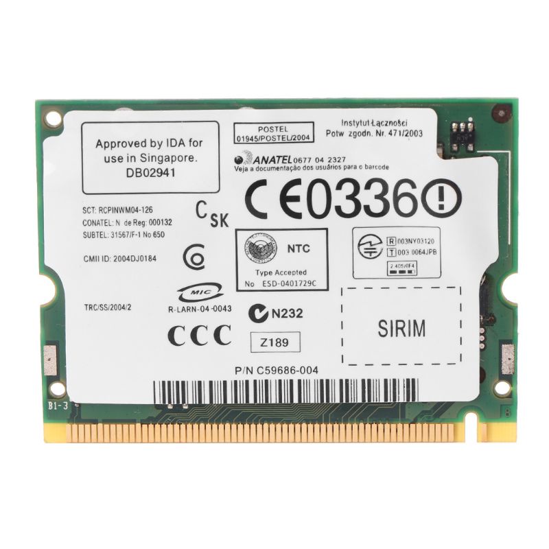 Card Mạng Không Dây Intel Pro / 2200BG 802.11B / G Mini PCI Dành Cho Toshiba Dell